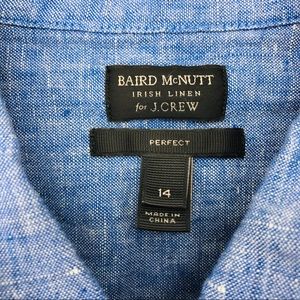 J. Crew 14 Irish Linen Baird McNutt Blue Top